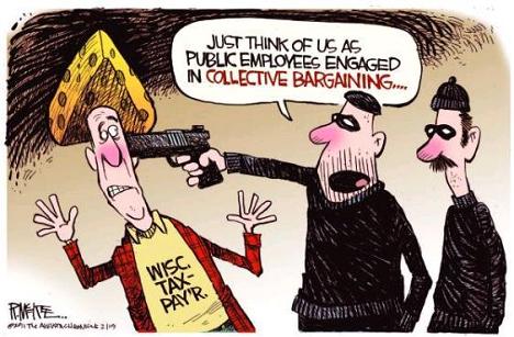 Wisconsin Taxpayer robbed by public employee union cartoon