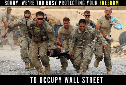 Sorry, we're too busy protecting your freedom to occupy wall street
