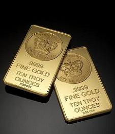 Ten Troy Ounce Gold Bars from Crowne Gold
