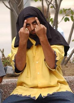 Muslim giving the finger