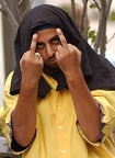 Muslim giving the finger