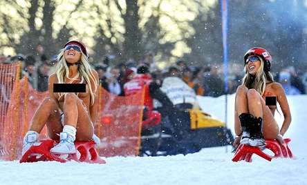 A naked sled race was held in Germany