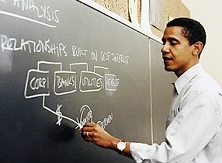 Barack Obama teaching at the University of Chicago Law School