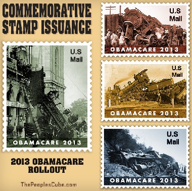USPS® Forever Stamps commemorating the 2013 Obamacare Trainwreck Rollout