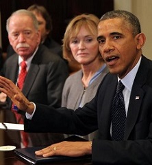 President Barack Obama meets with healthcare industry executives and administration officials in the Roosevelt Room of the White House, Washington, D.C., November 15, 2013.