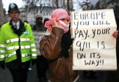  angry protester in London on February 3, 2006