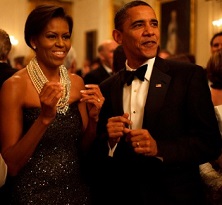 the Obamas at a party