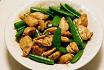 chicken marinated in black bean and garlic sauce, stir-fried with snow peas