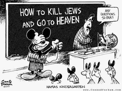 hamas cartoon - how to get to heaven: kill Jews