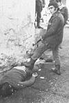 Palestinian Liberation Organization terrorists execute man at point blank range during the Damour Massacre.