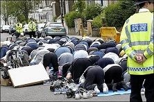 Muslims praying at London’s City University
