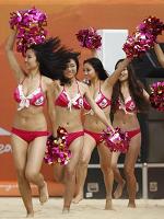 Chinese cheerleaders at volley games