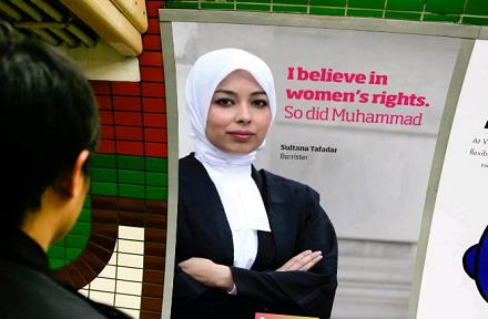 Info-ad on the London Underground - Mohammed believed in women's rights