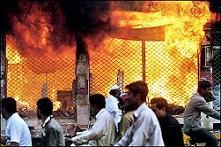 In the eastern Pakistani city of Lahore, private security guards killed two protesters as they tried to set fire to a bank during nationwide anti-Western demonstration