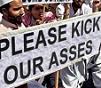 anti-war rally priceless we are idiots - bomb us next - please kick our asses
