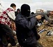 Arab terrorist  firing from the middle of a group of kids