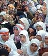 Police fired tear gas at about 7,000 students protesting the Prophet Muhammad cartoons