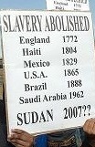Many of the rally's participants were amazed to learn that slavery was legal in Saudi Arabia until 1962. Sudan's Arab colonizers have never given up their right to hold and traffic in slaves. 