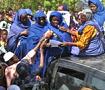 Hundreds of Chadian women protest against children trafficking in Abeche, in the east of Chad.