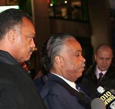 Rev Jesse Jackson and Rev Al Sharpton - Press conference outside NBC in New York about the Don Imus comments regarding the Rutgers female basketball team. 4/11/07