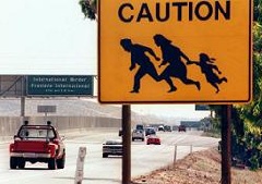 Mexico Border Crossing warning sign