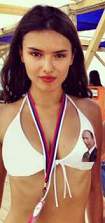 showing their support for the Russian president with their Putinkinis