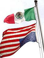 upside down American flag - mexican flag on top